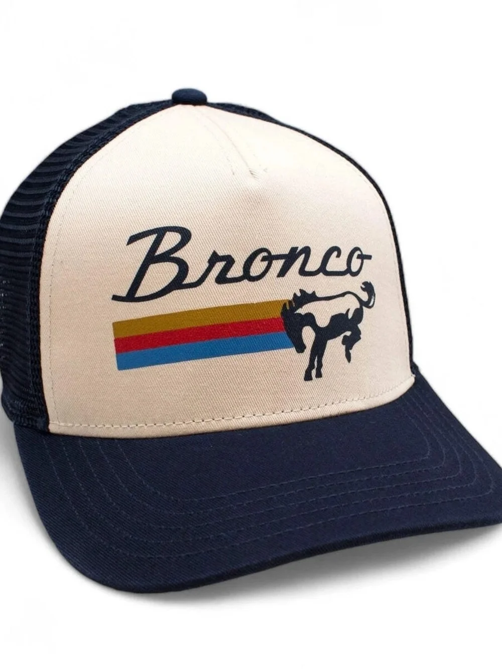 Vintage Bronco Cream and Navy Trucker Hat with Retro Stripes - Picture 5 of 9